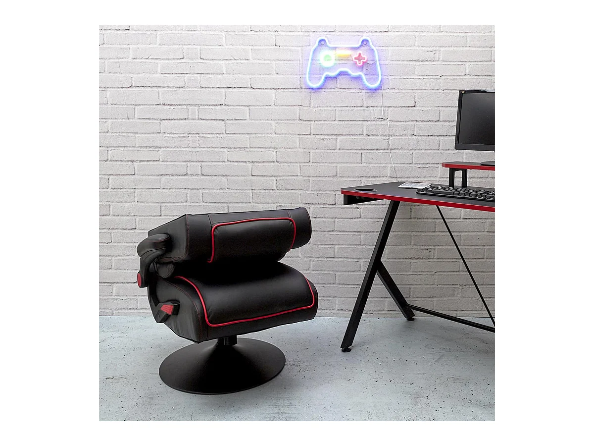 RAYSO - Fauteuil de Bureau Rabattable Noir et Rouge