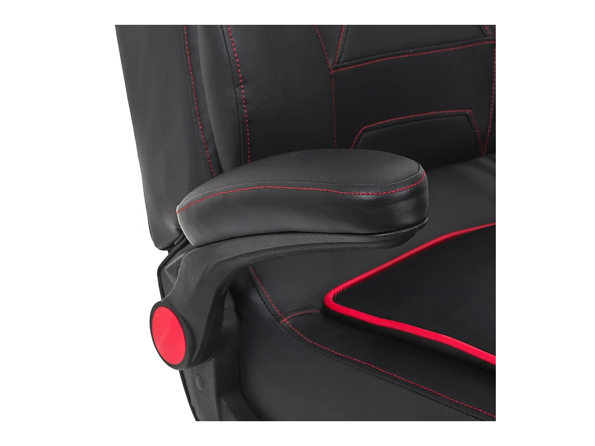 RAYSO - Fauteuil de Bureau Rabattable Noir et Rouge