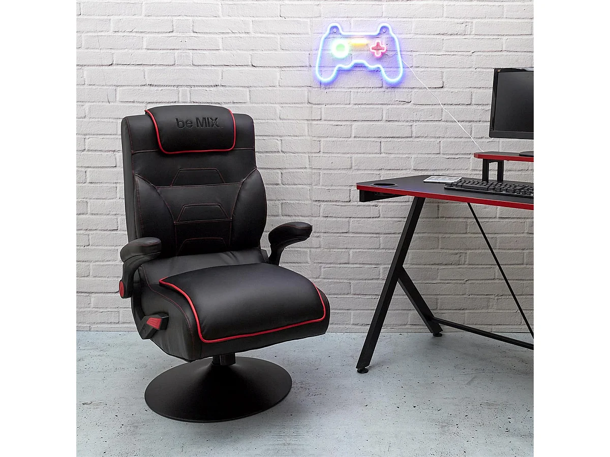 RAYSO - Fauteuil de Bureau Rabattable Noir et Rouge