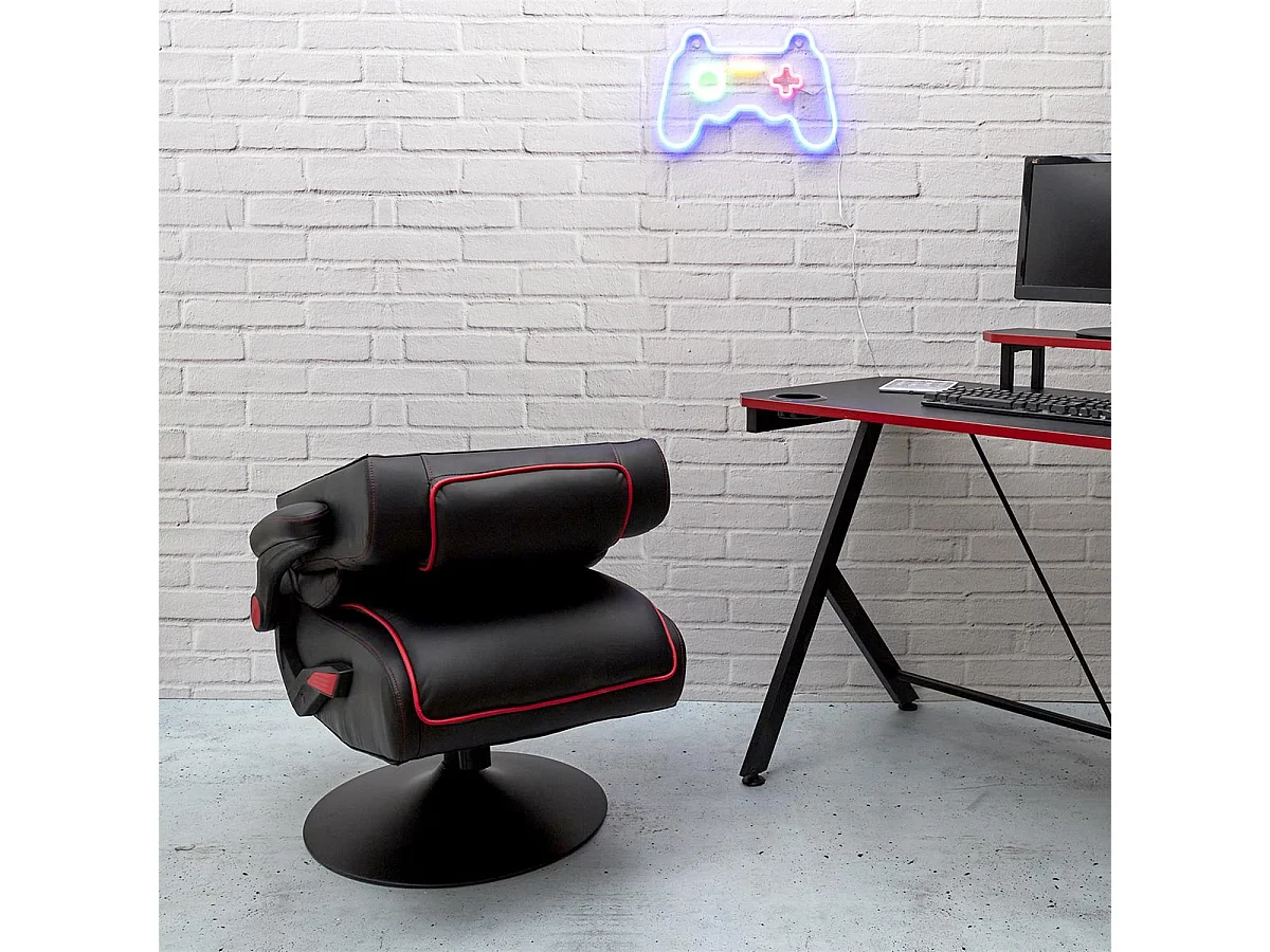 RAYSO - Fauteuil de Bureau Rabattable Noir et Rouge
