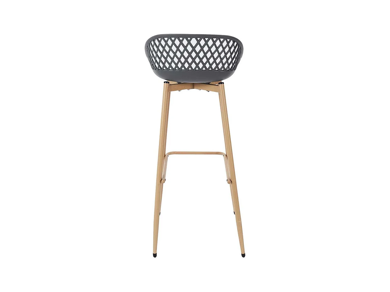 TRESSIE - Lot de 4 Tabourets Gris Pieds Effet Bois Verni