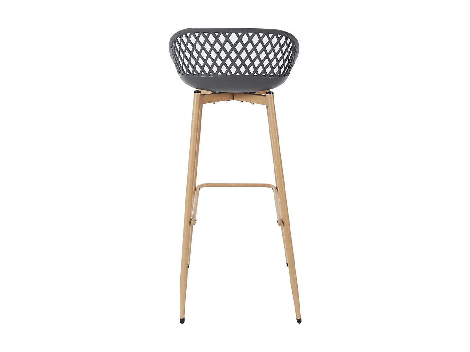 TRESSIE - Lot de 4 Tabourets Gris Pieds Effet Bois Verni