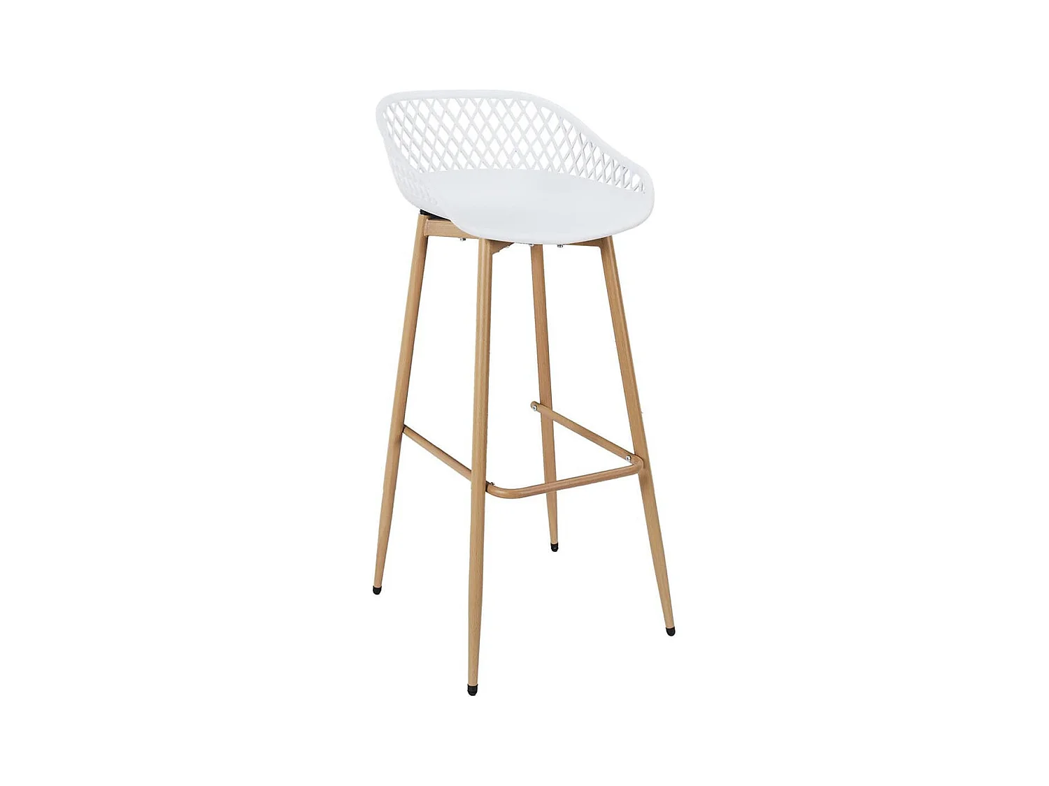 TRESSIE - Lot de 4 Tabourets Blancs Pieds Effet Bois Verni