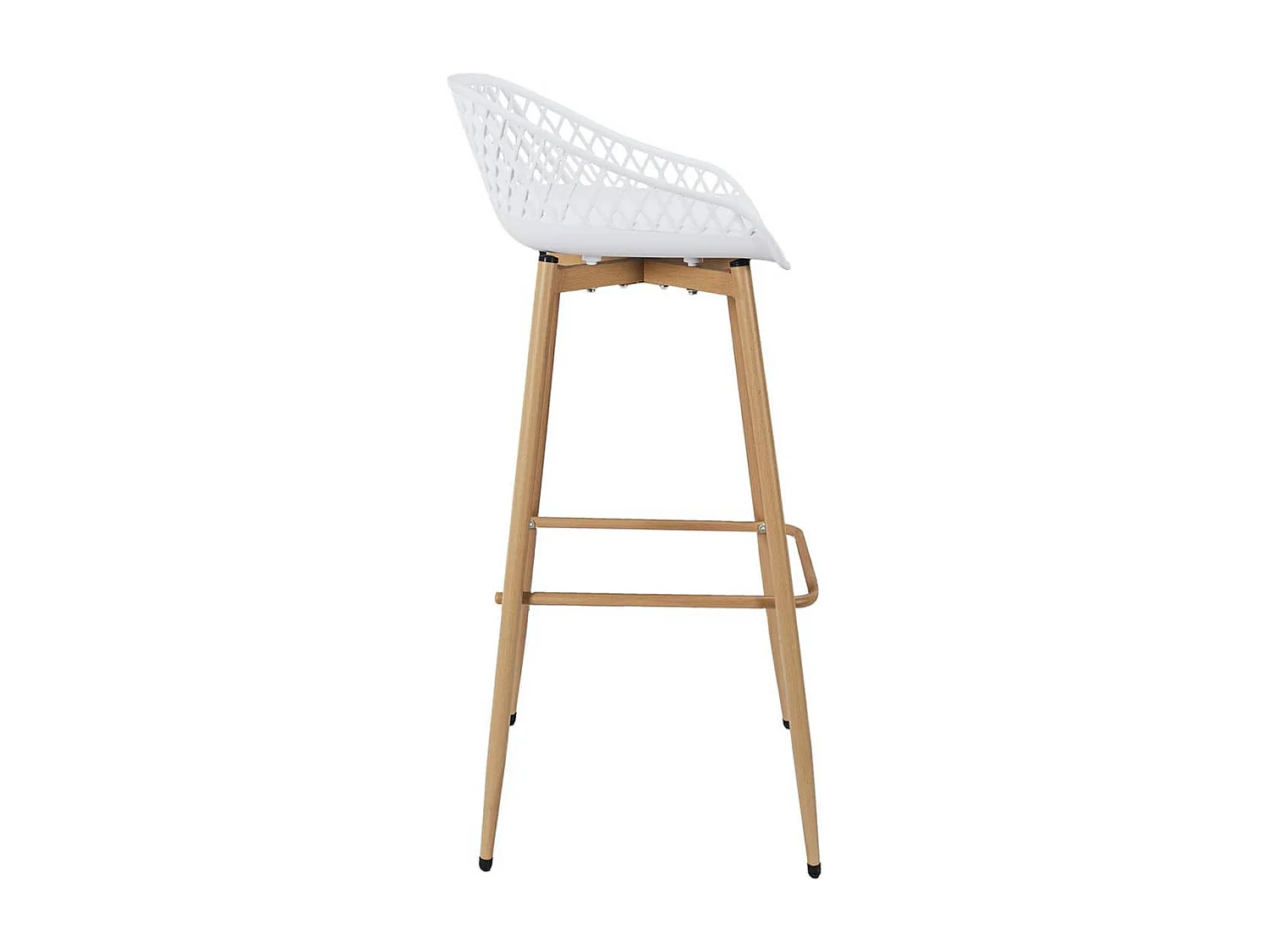 TRESSIE - Lot de 4 Tabourets Blancs Pieds Effet Bois Verni