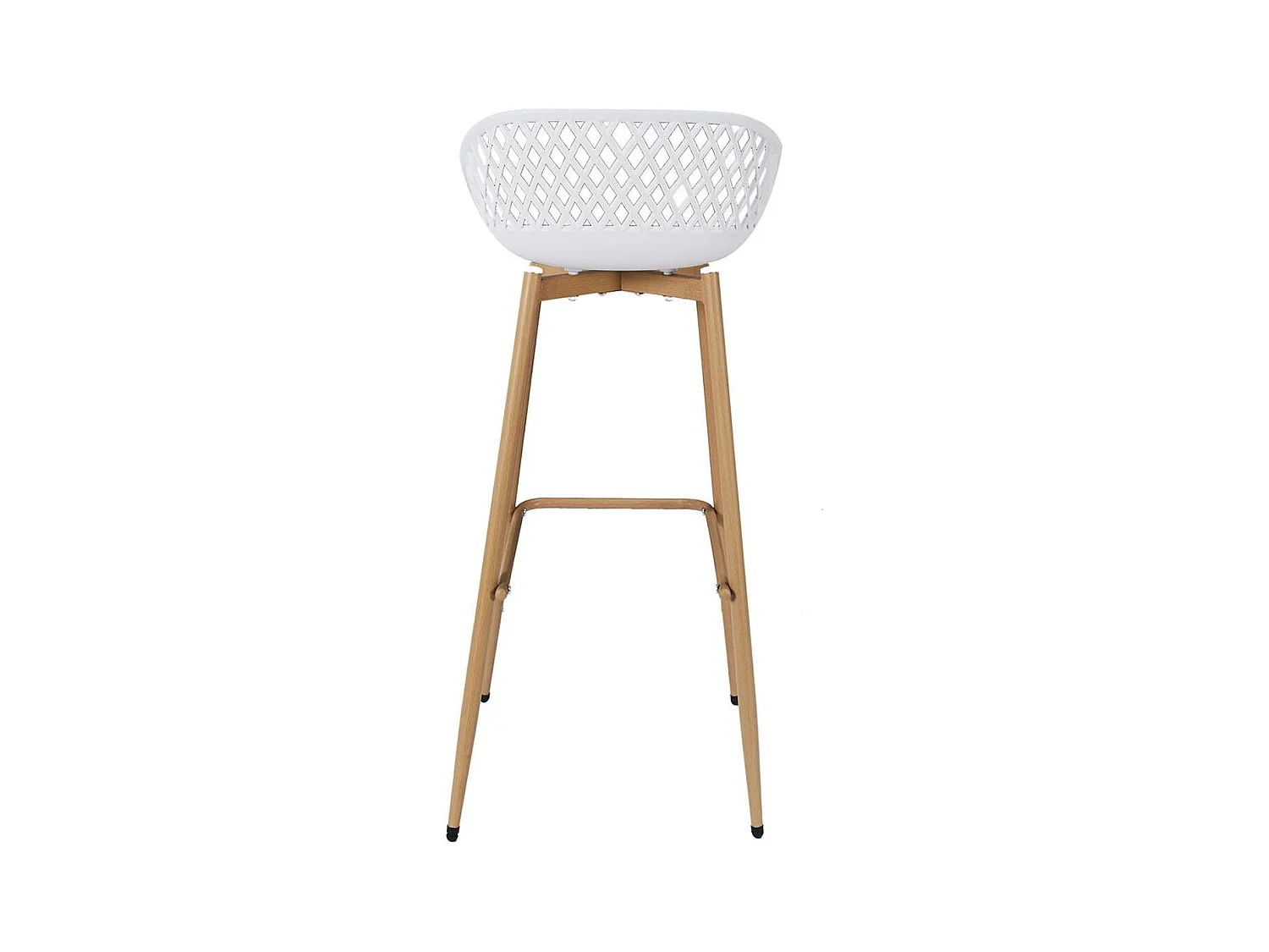 TRESSIE - Lot de 6 Tabourets Blancs Pieds Effet Bois Verni