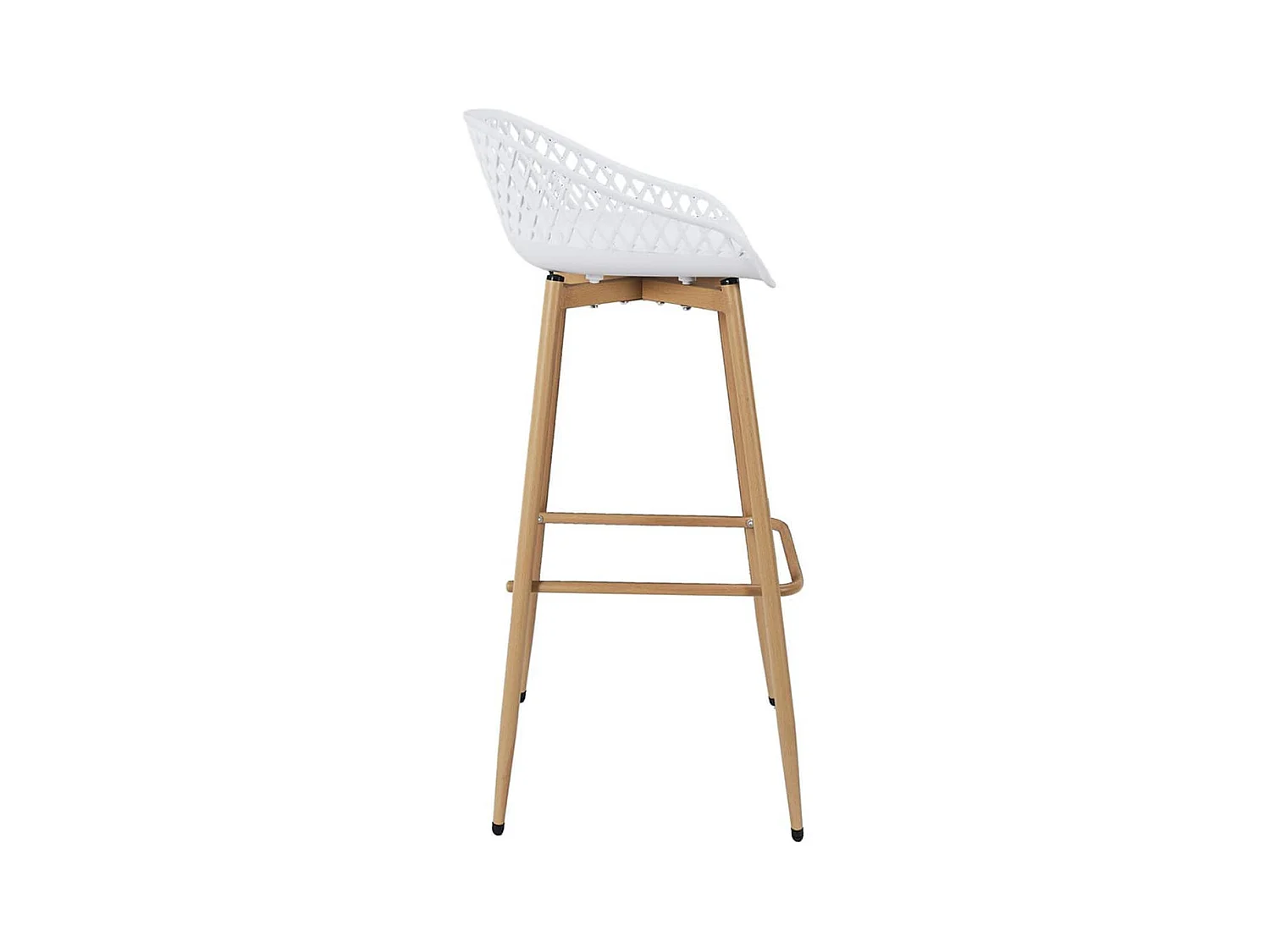 TRESSIE - Lot de 6 Tabourets Blancs Pieds Effet Bois Verni