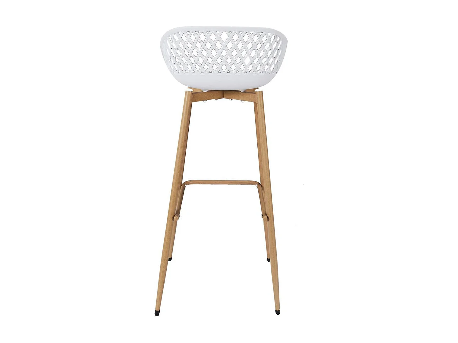 TRESSIE - Lot de 6 Tabourets Blancs Pieds Effet Bois Verni