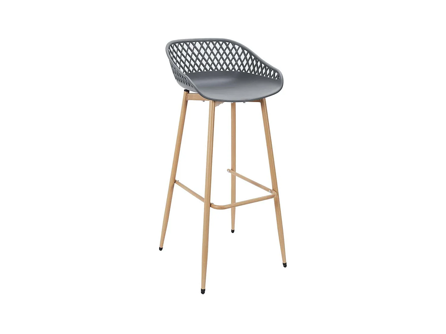 TRESSIE - Lot de 6 Tabourets Gris Pieds Effet Bois Verni