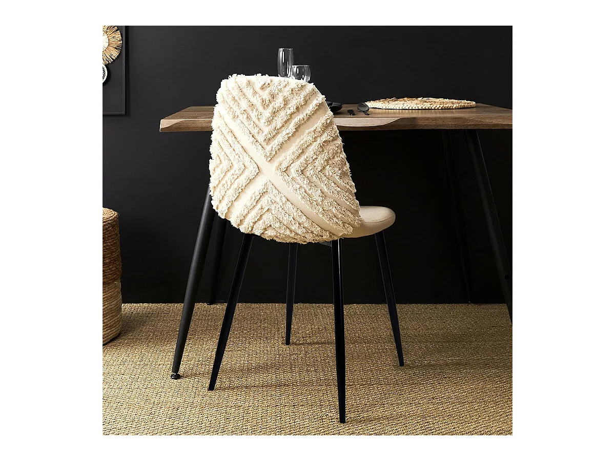 WAP - Lot de 4 Chaises Blanches à Motifs Pieds Noirs