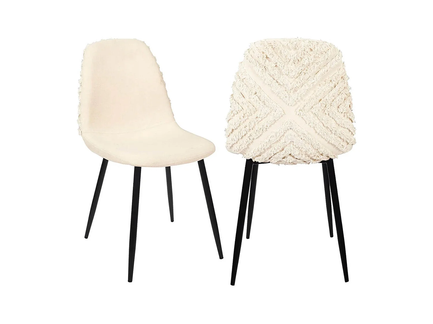 WAP - Lot de 2 Chaises Blanches à Motifs Pieds Noirs