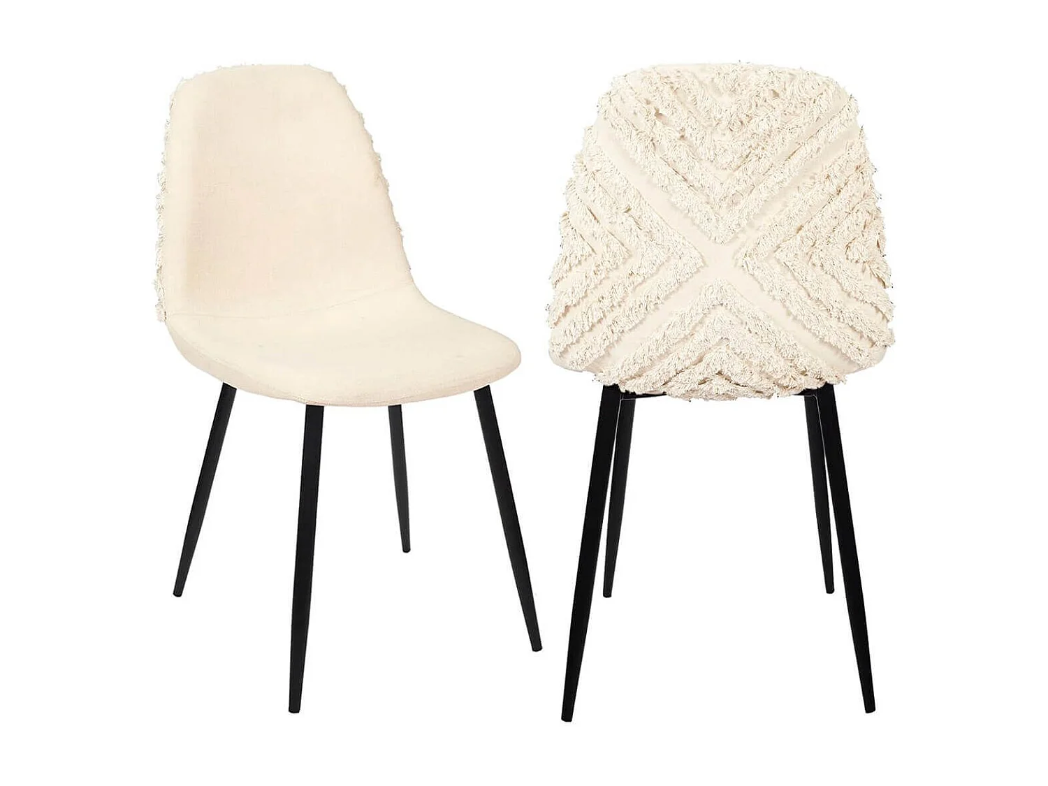 WAP - Lot de 2 Chaises Blanches à Motifs Pieds Noirs