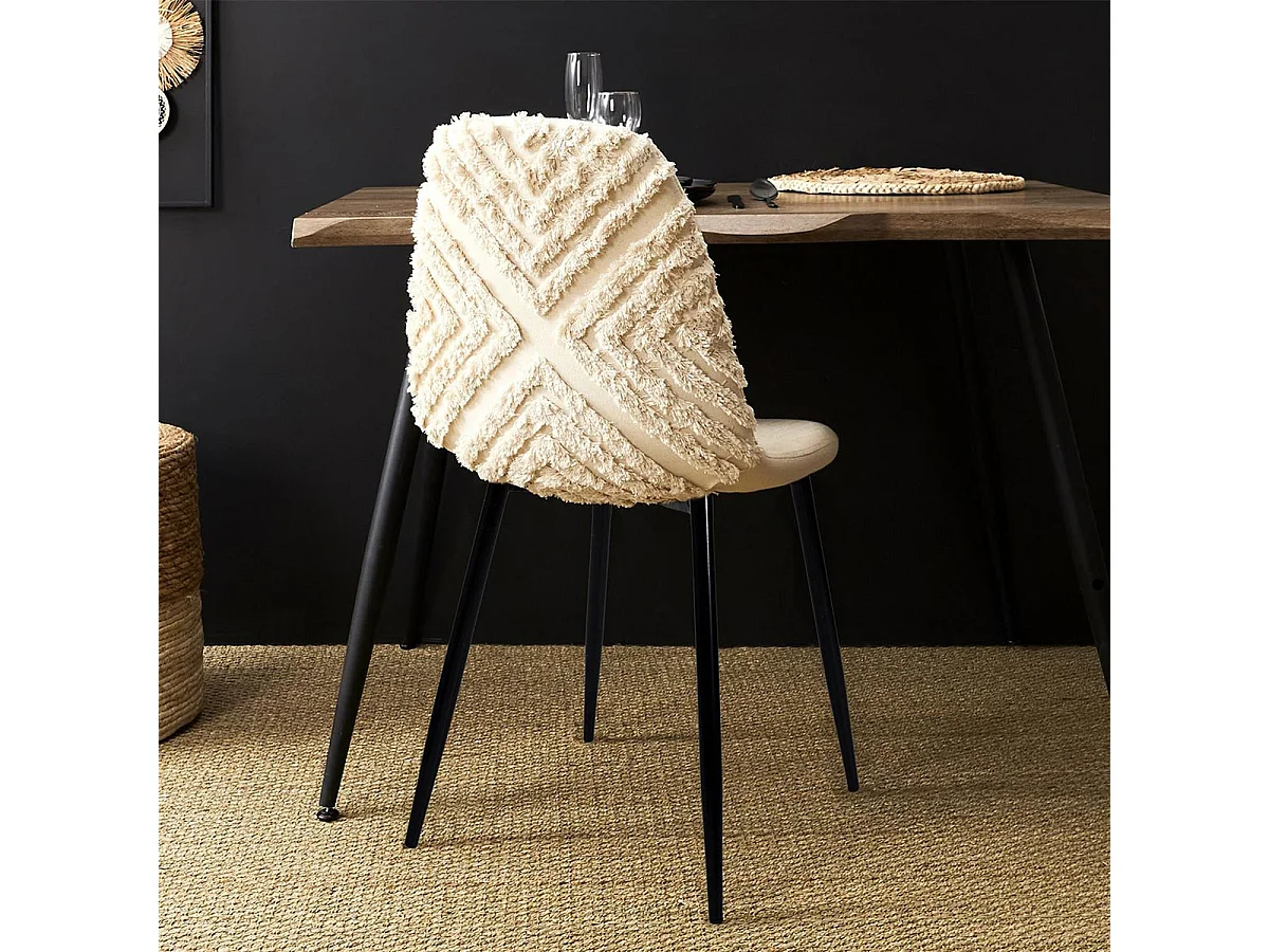 WAP - Lot de 2 Chaises Blanches à Motifs Pieds Noirs