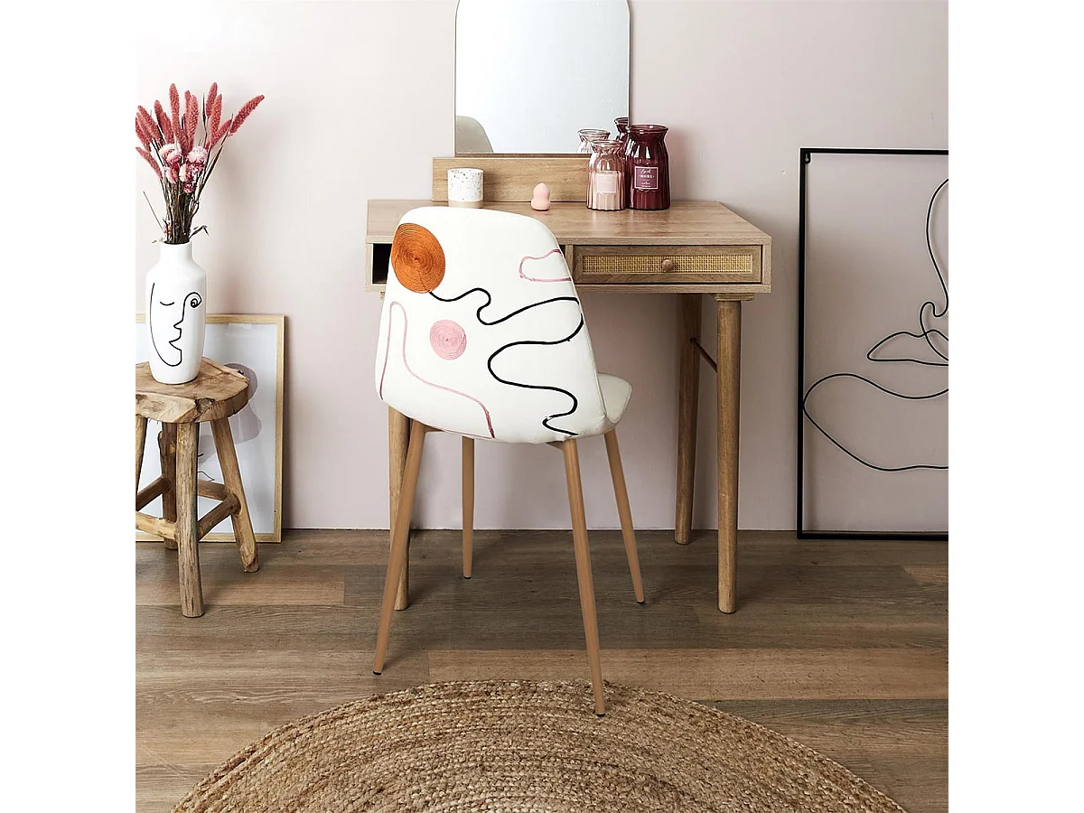 WAP - Lot de 4 Chaises Motifs Colorés Pieds Effet Bois