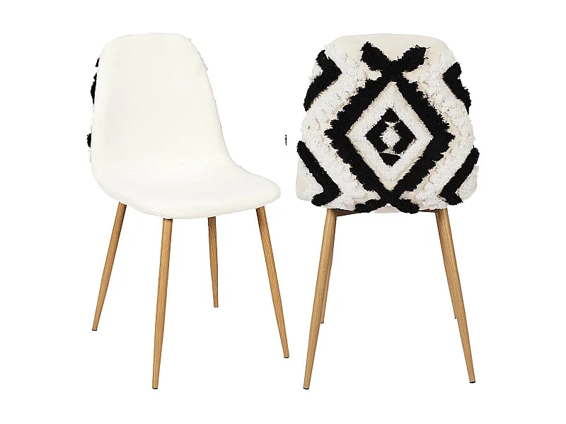 WAP - Lot de 2 Chaises Blanches et Noires Pieds Effet Bois