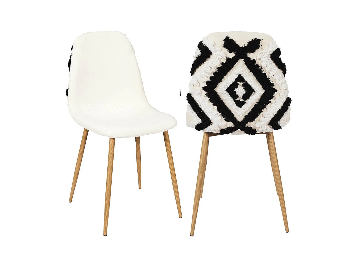 WAP - Lot de 2 Chaises Blanches et Noires Pieds Effet Bois