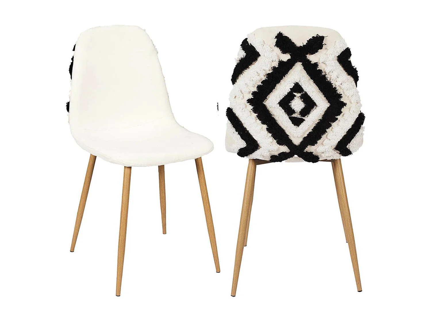 WAP - Lot de 2 Chaises Blanches et Noires Pieds Effet Bois