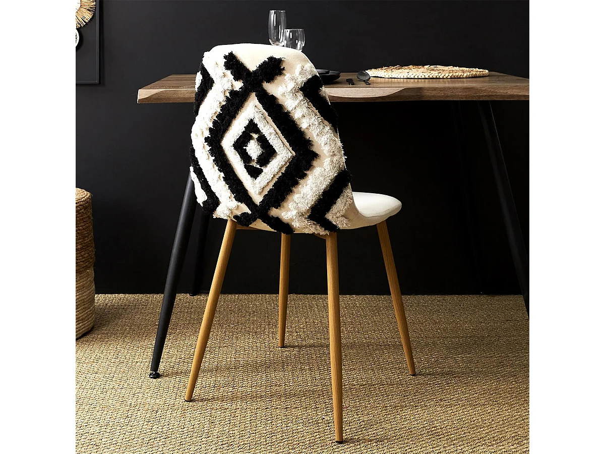 WAP - Lot de 2 Chaises Blanches et Noires Pieds Effet Bois