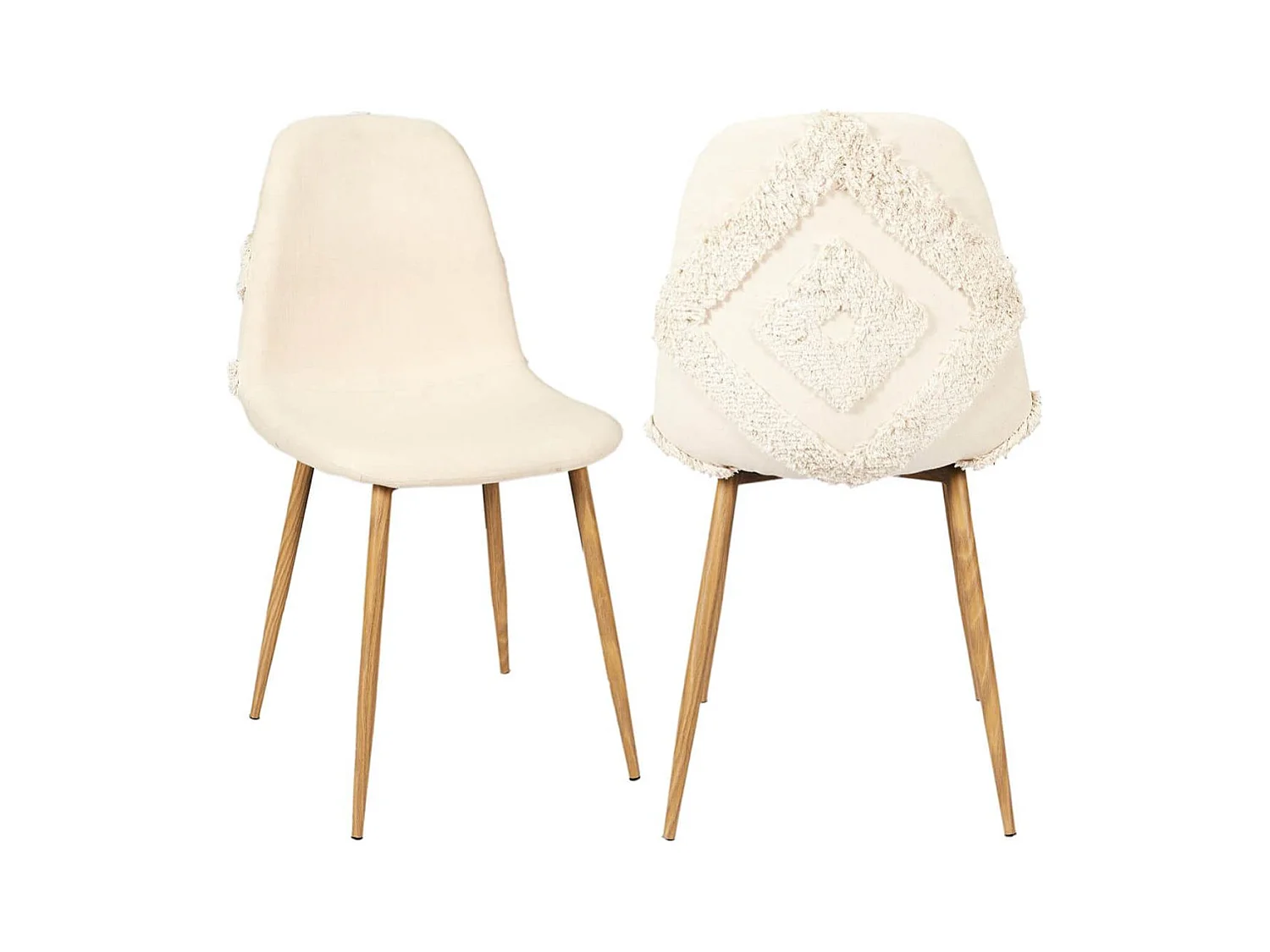 WAP - Lot de 2 Chaises Blanches à Motifs Pieds Effet Bois