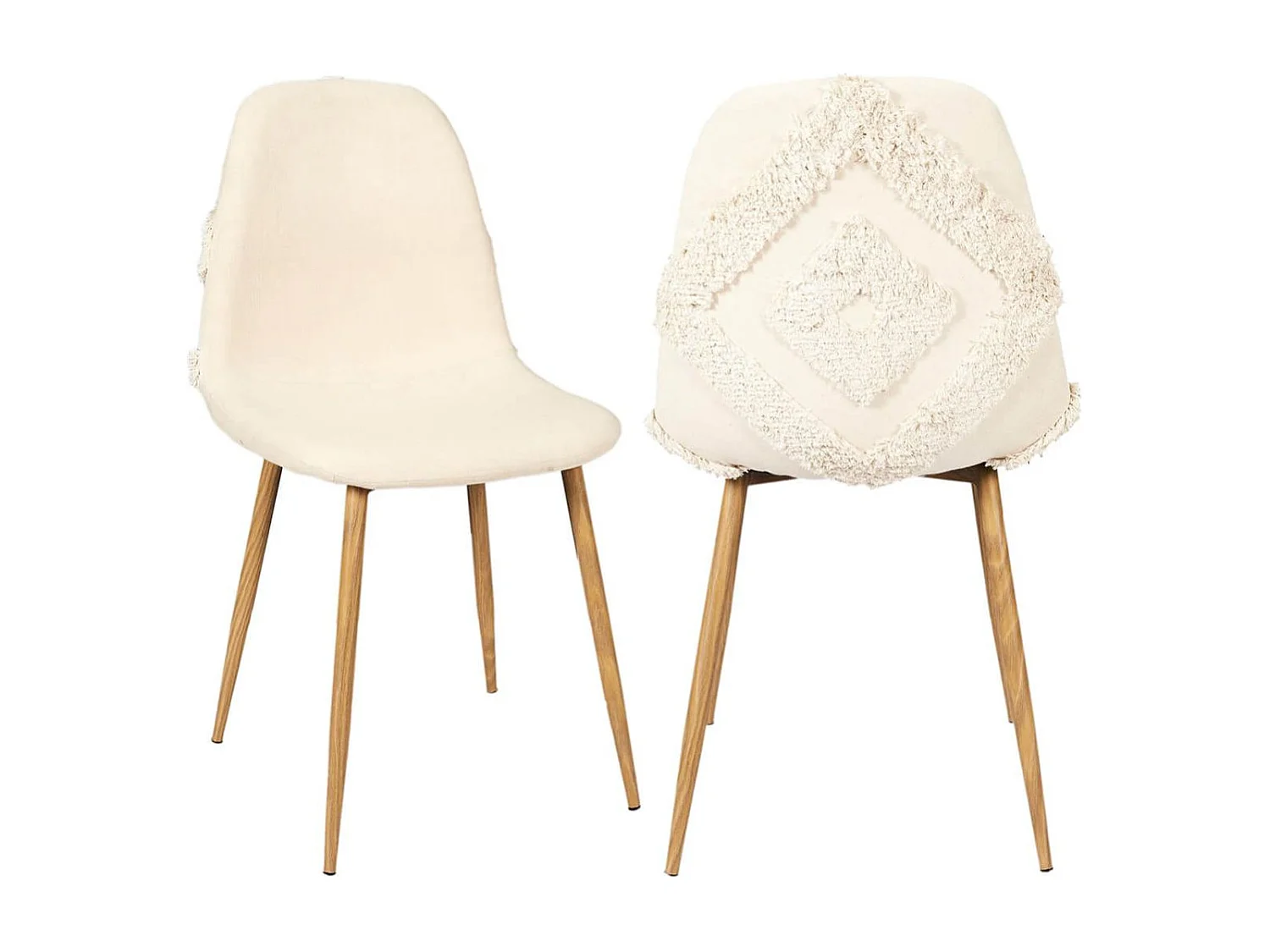 WAP - Lot de 2 Chaises Blanches à Motifs Pieds Effet Bois