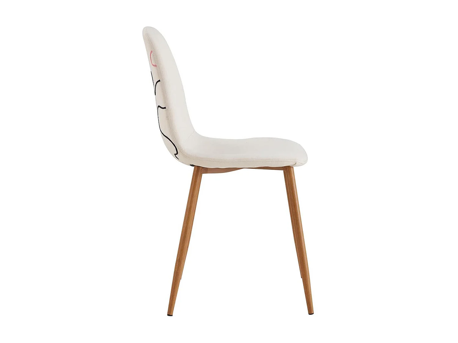 WAP - Lot de 6 Chaises Motifs Colorés Pieds Effet Bois