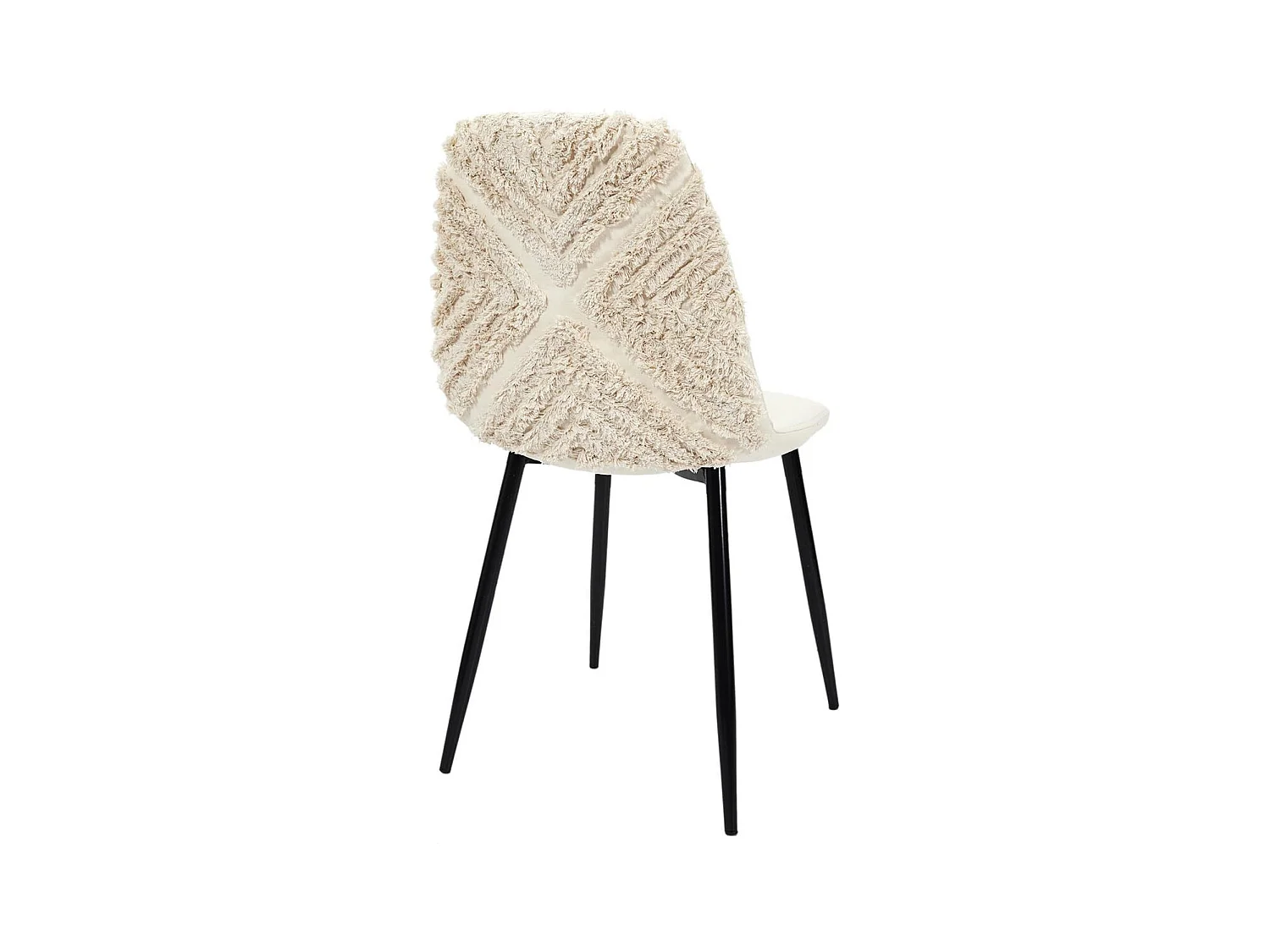 WAP - Lot de 6 Chaises Blanches à Motifs Pieds Noirs