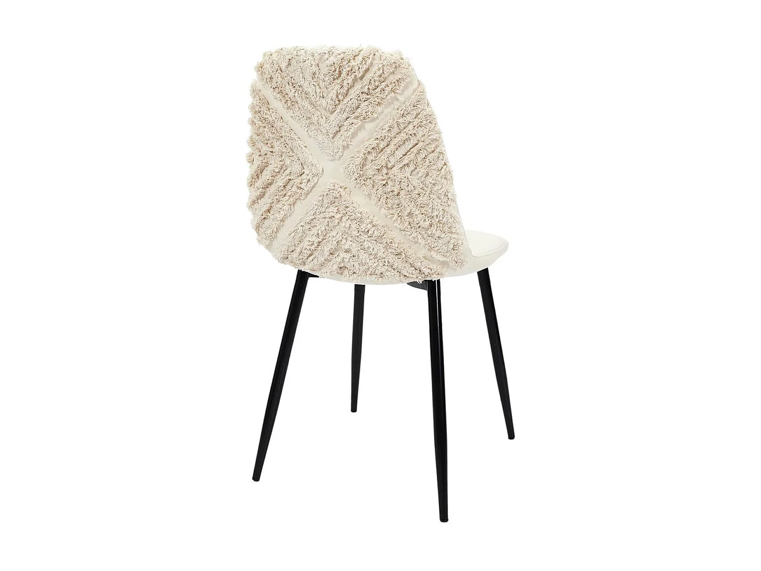 WAP - Lot de 6 Chaises Blanches à Motifs Pieds Noirs