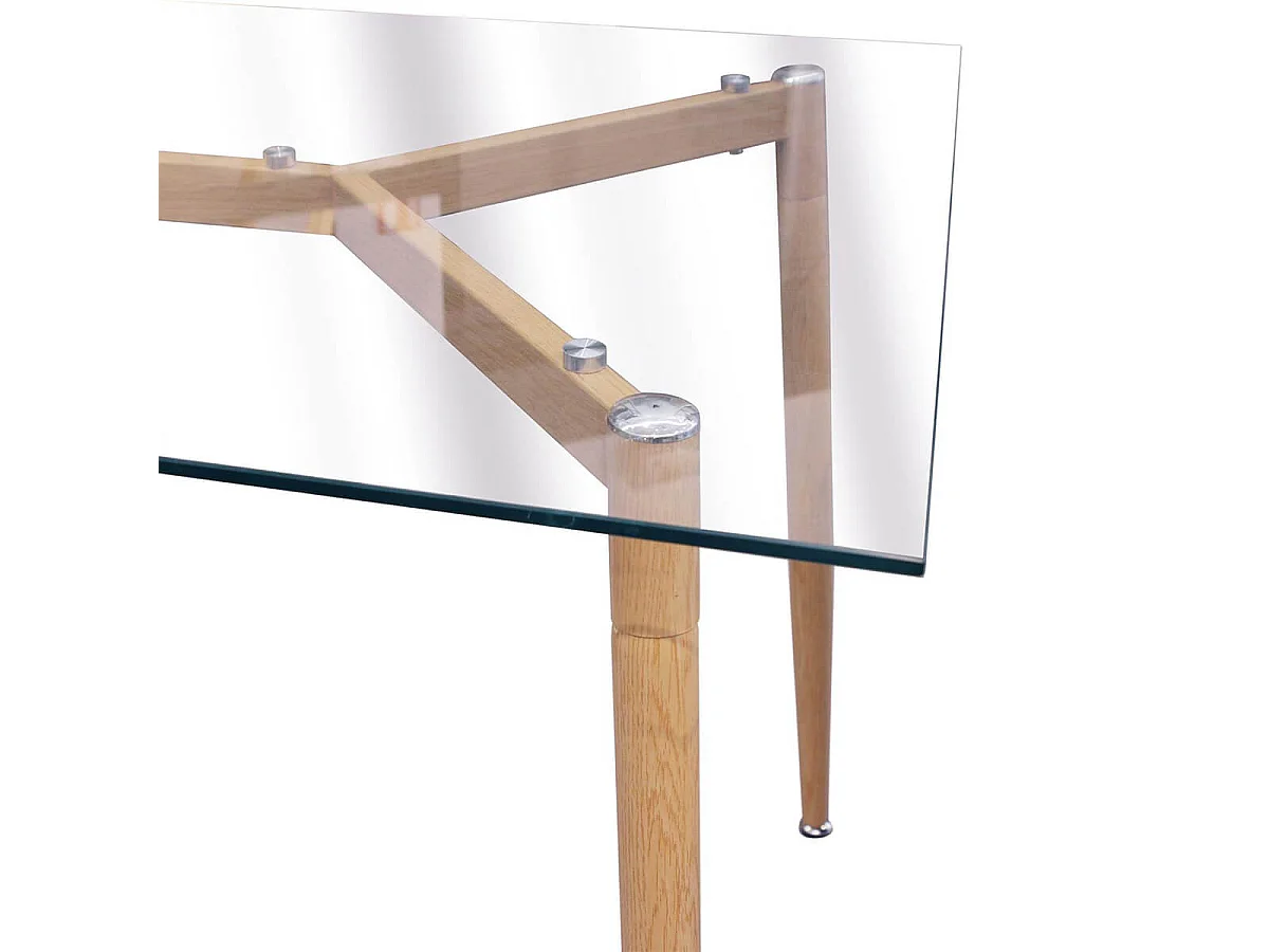 VERANA - Pack Table en Verre + 4 Chaises Gris Chiné Clair