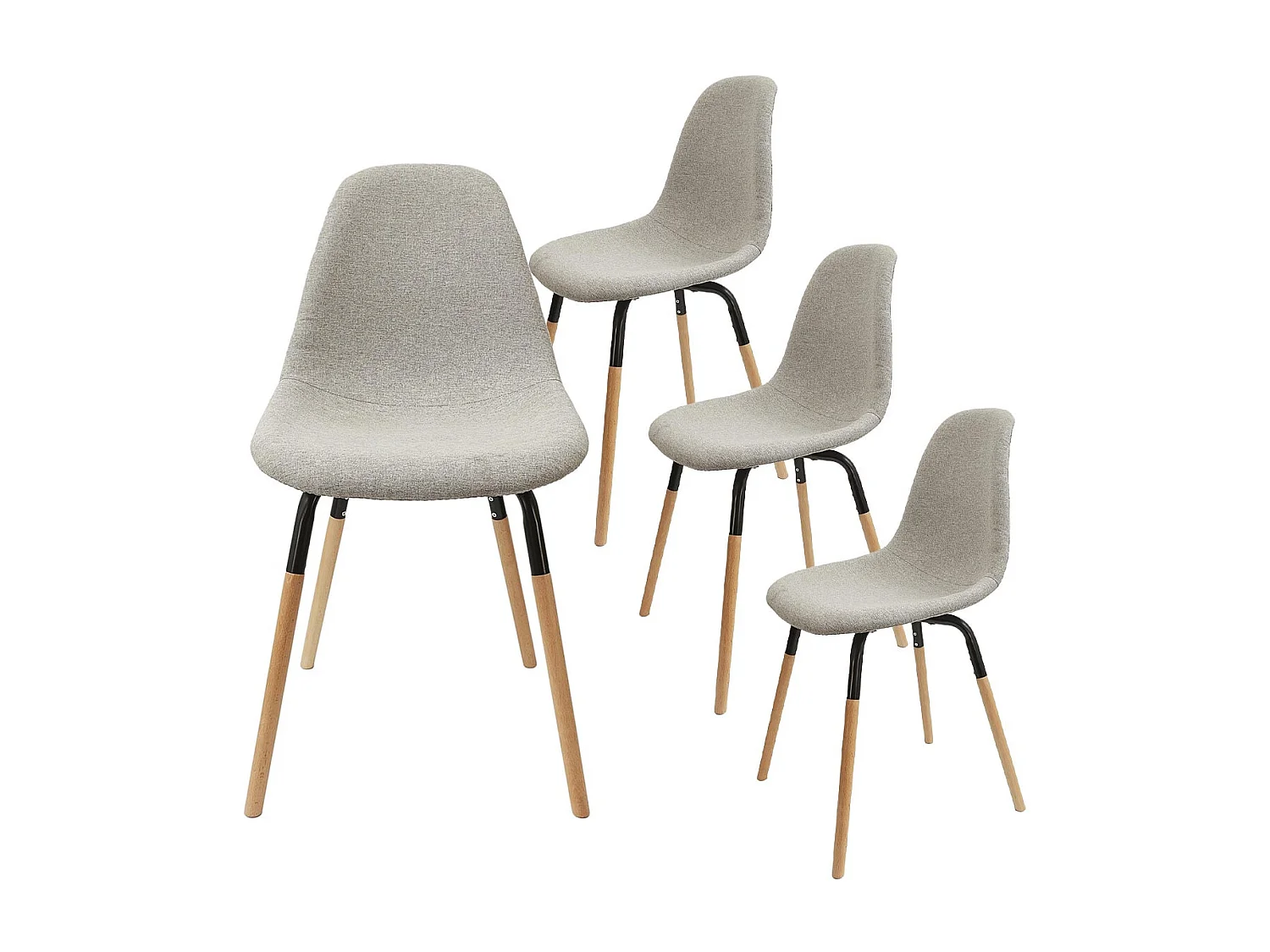 VERANA - Pack Table en Verre + 4 Chaises Gris Chiné Clair