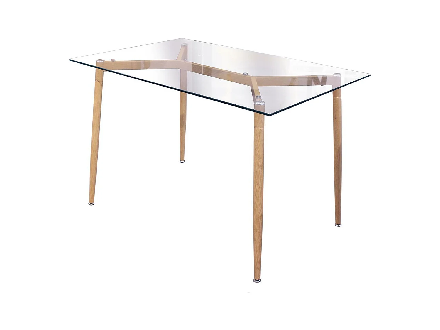 VERANA - Pack Table en Verre + 4 Chaises Gris Chiné Foncé