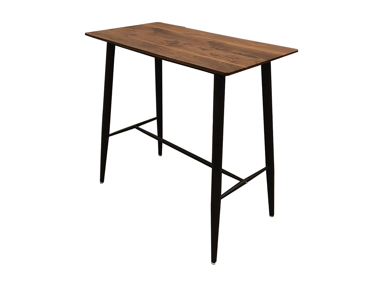 TIANO - Ensemble Table Haute Effet Bois + 4 Tabourets Simili