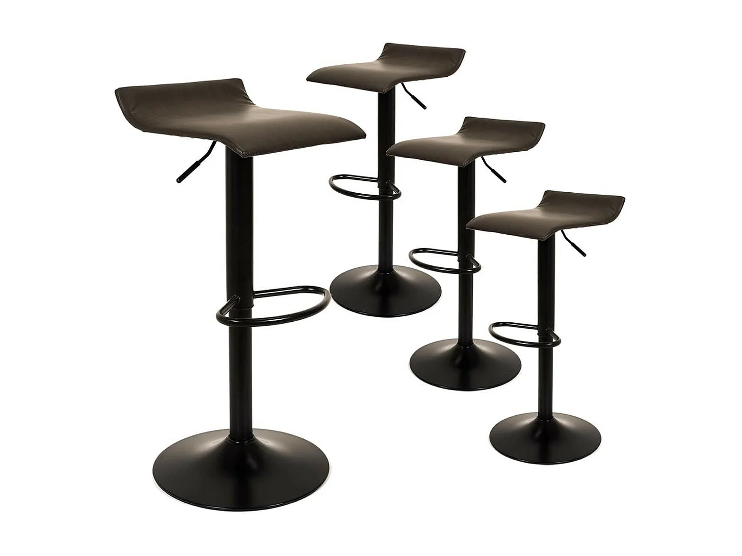 TIANO - Ensemble Table Haute Effet Bois + 4 Tabourets Marron