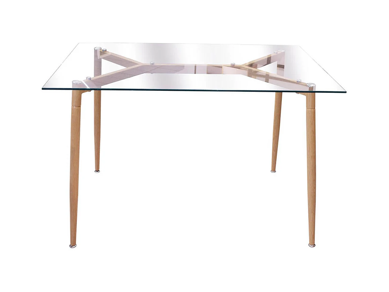 VERANA - Ensemble Table en Verre + 4 Chaises PP Blanc