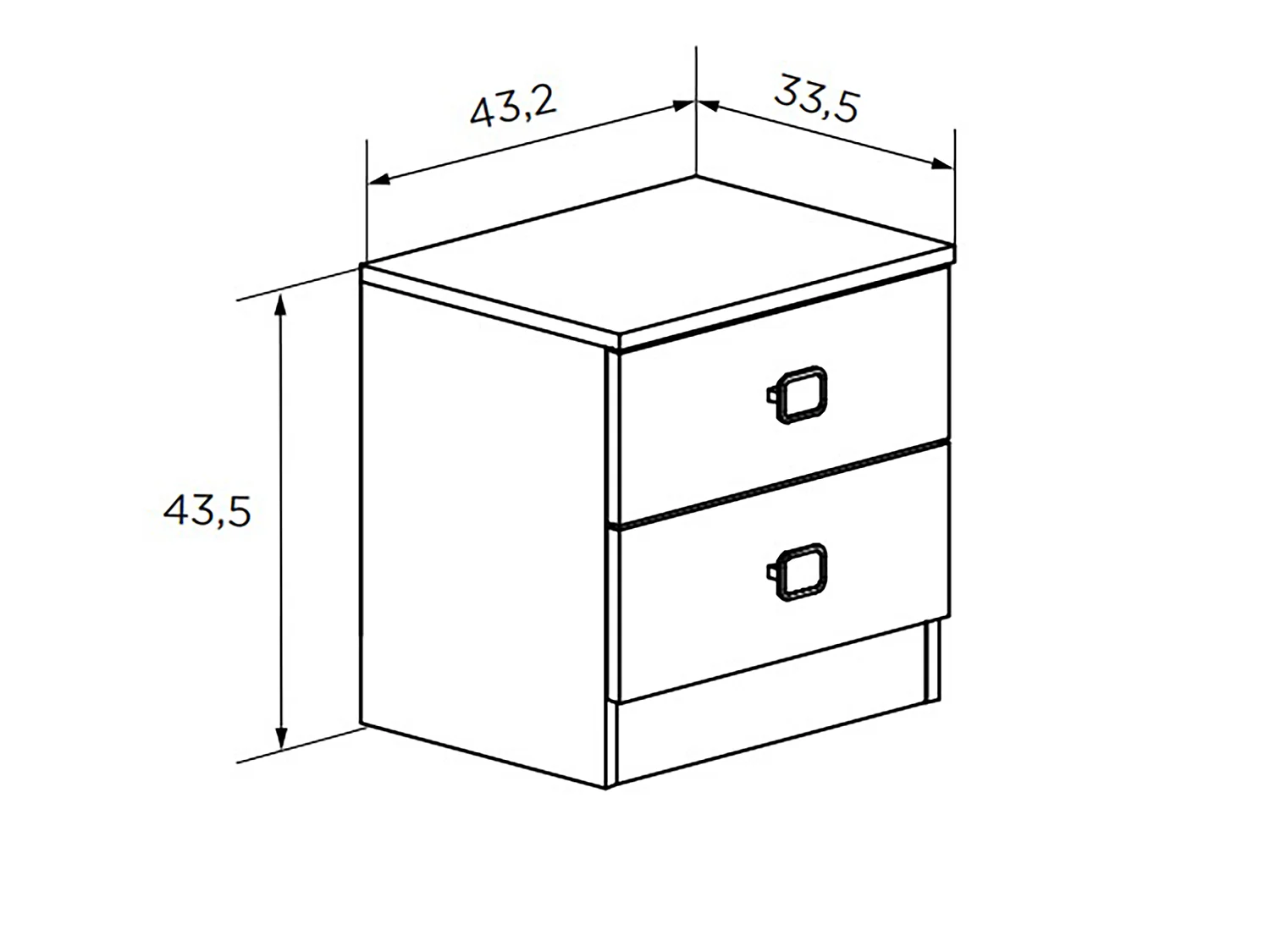 Table de nuit/ table de chevet coloris Chêne cambrian/blanc - Longueur 43,2 x profondeur 33,5 x hauteur 43,5 cm