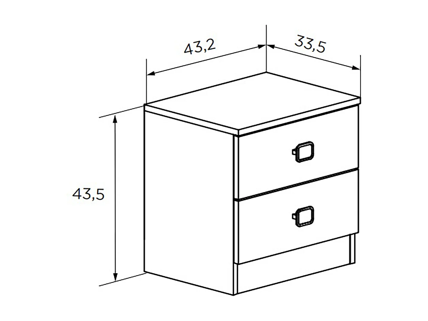 Table de nuit/ table de chevet coloris Chêne cambrian/blanc - Longueur 43,2 x profondeur 33,5 x hauteur 43,5 cm