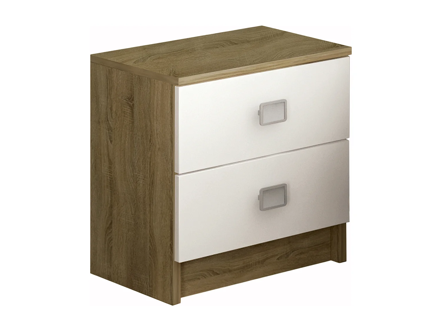 Table de nuit/ table de chevet coloris Chêne cambrian/blanc - Longueur 43,2 x profondeur 33,5 x hauteur 43,5 cm