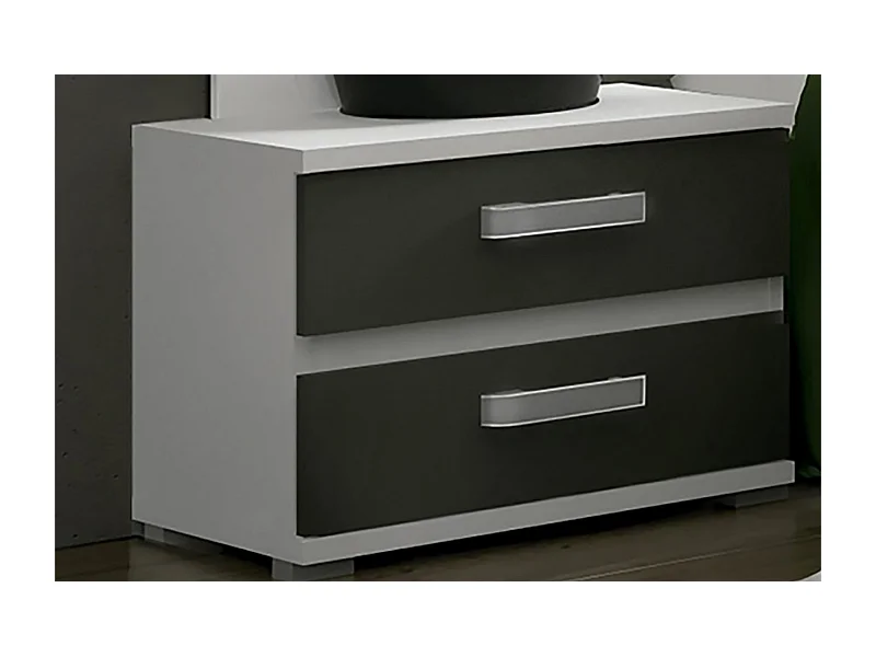 Table de chevet, table de nuit coloris blanc, graphite - Longueur 60 x Profondeur 39,60 x Hauteur 50 cm