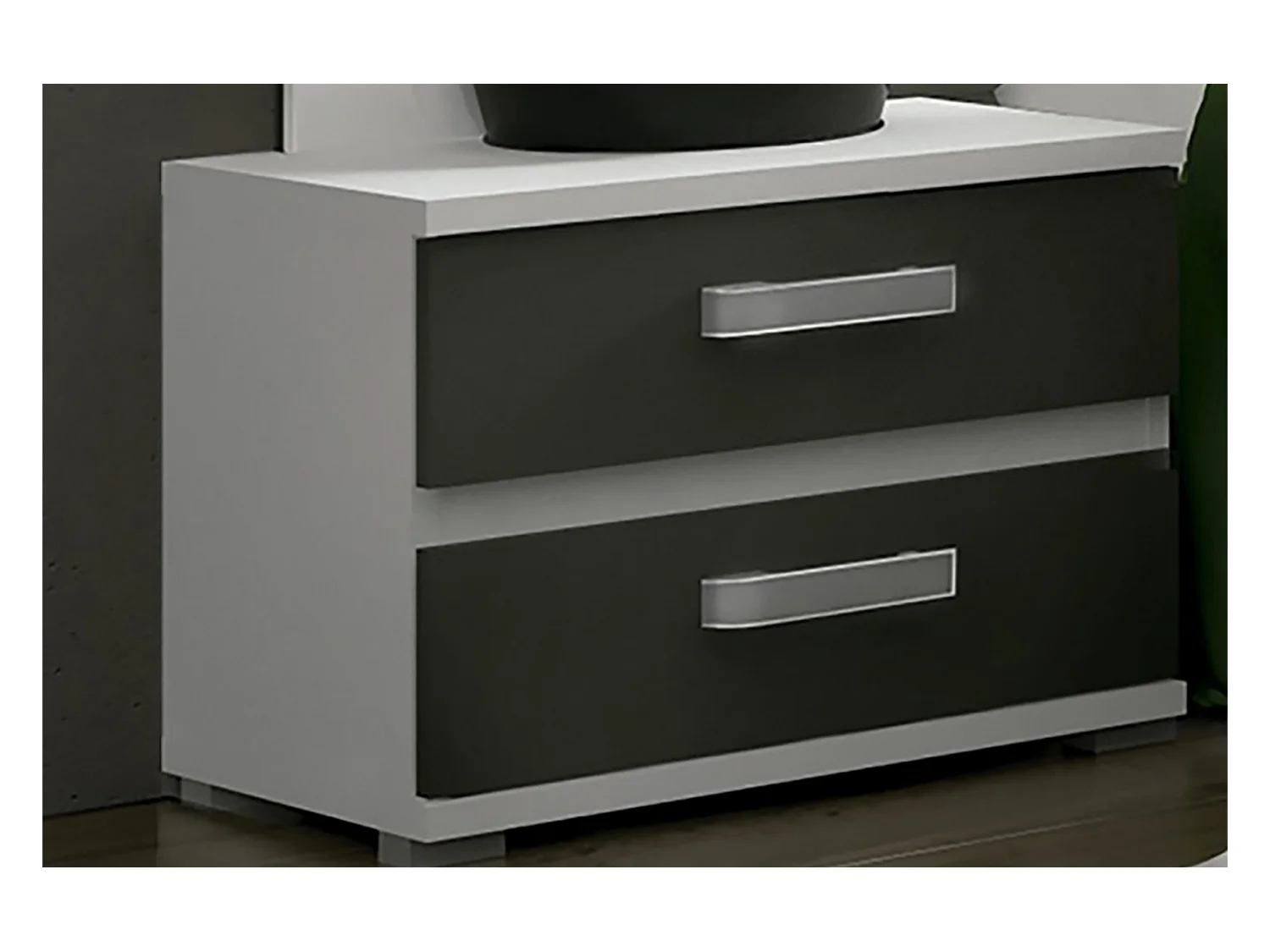 Table de chevet, table de nuit coloris blanc, graphite - Longueur 60 x Profondeur 39,60 x Hauteur 50 cm