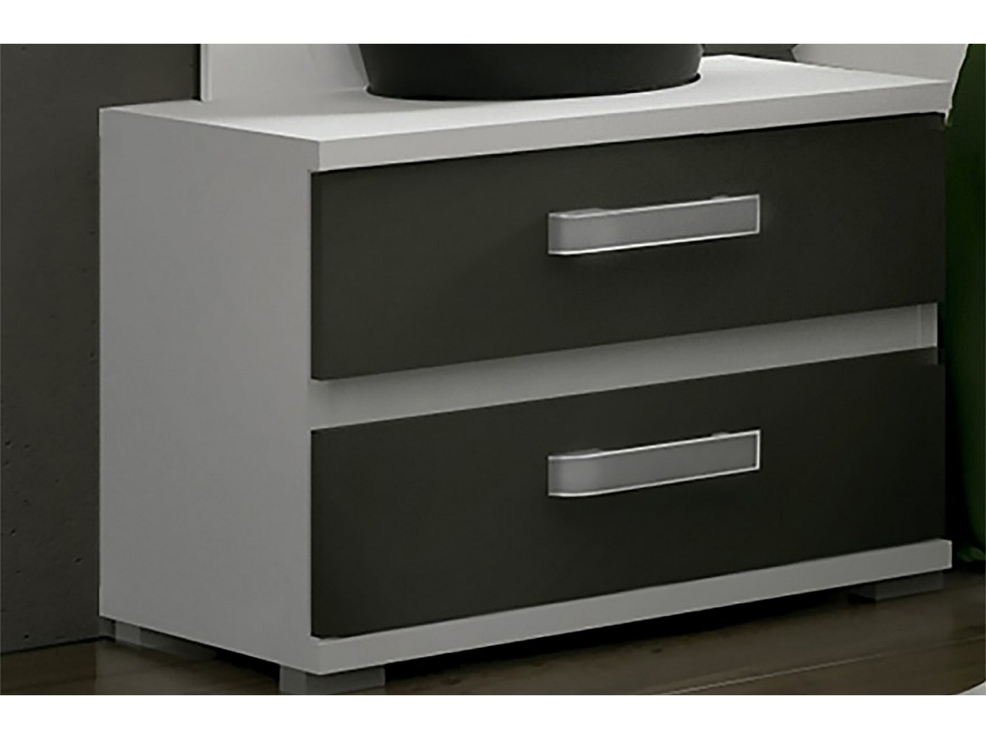 Table de chevet, table de nuit coloris blanc, graphite - Longueur 60 x