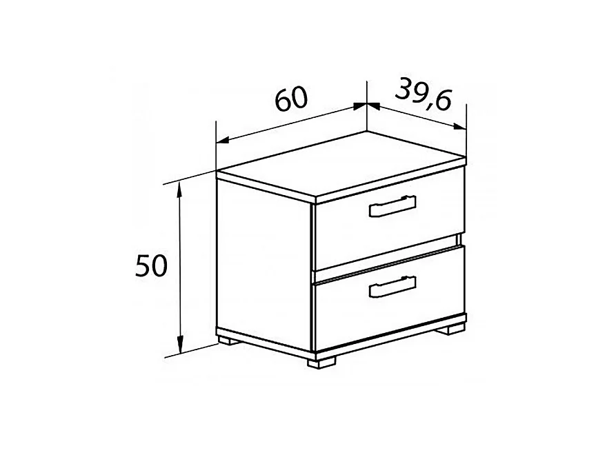 Table de chevet, table de nuit coloris blanc, graphite - Longueur 60 x Profondeur 39,60 x Hauteur 50 cm