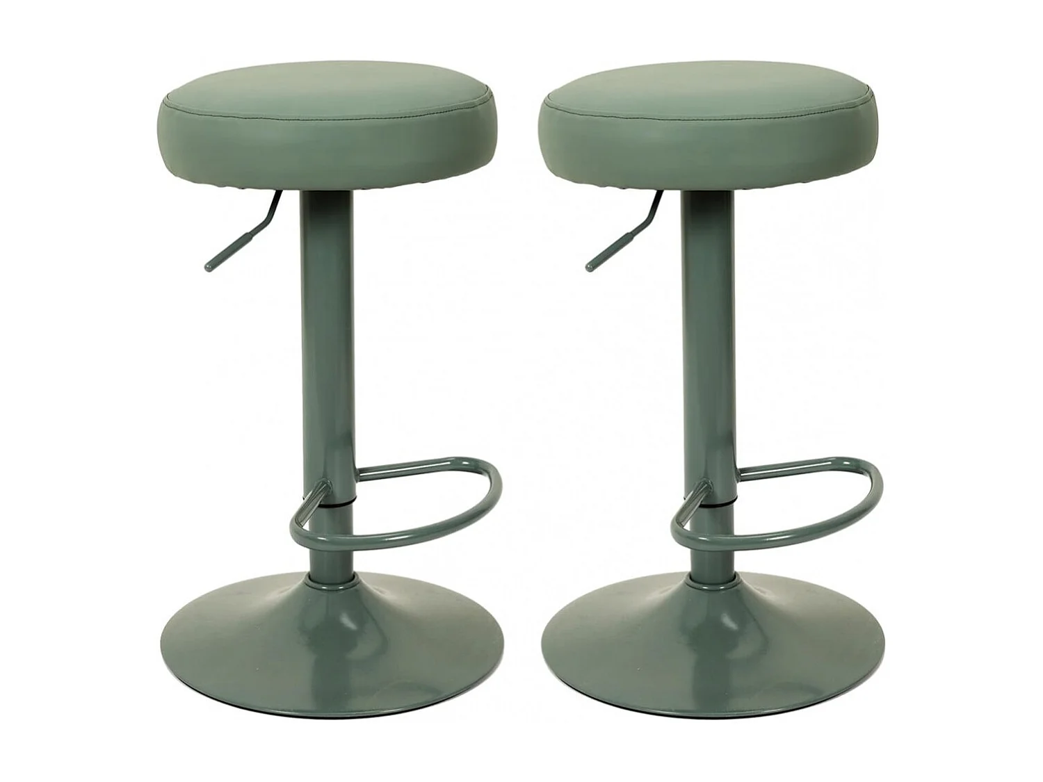 SMIDO - Lot de 2 Tabourets Réglables Simili Vert