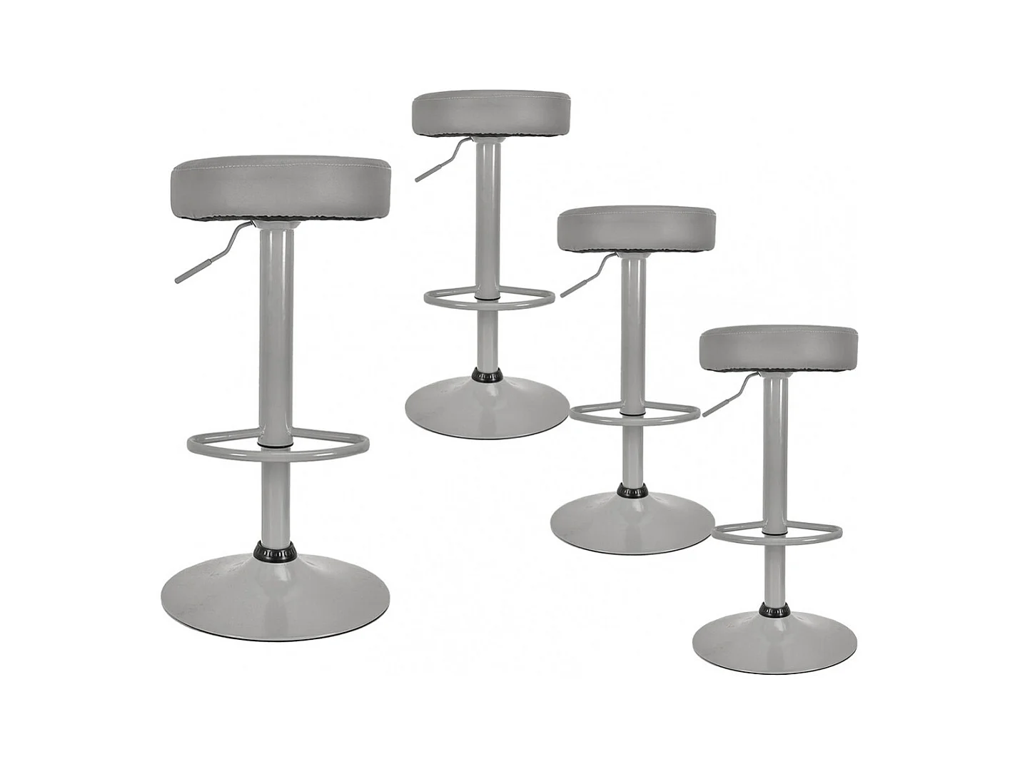 SMIDO - Lot de 4 Tabourets Réglables Simili Gris