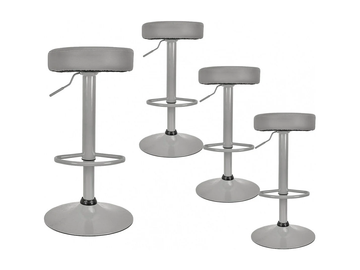 SMIDO - Lot de 4 Tabourets Réglables Simili Gris