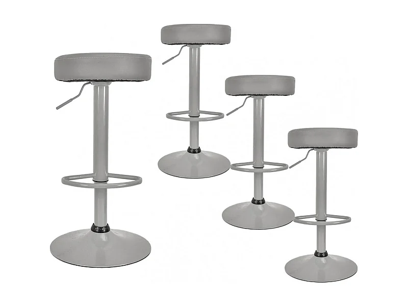SMIDO - Lot de 4 Tabourets Réglables Simili Gris