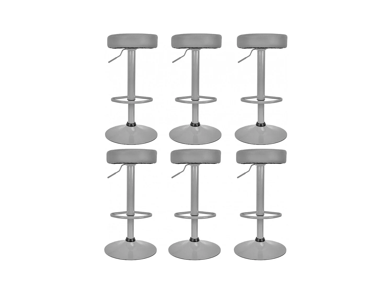SMIDO - Lot de 6 Tabourets Réglables Simili Gris