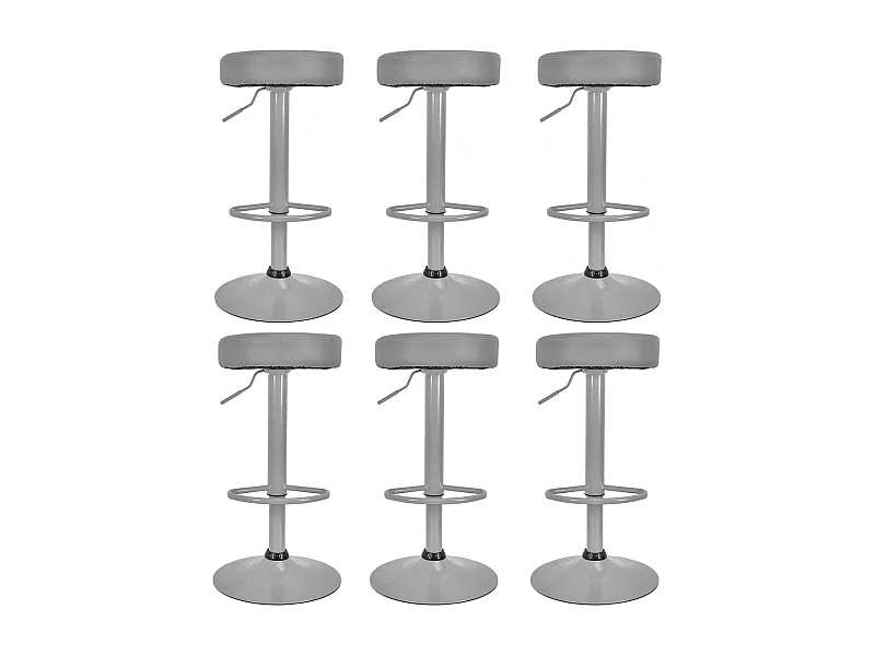 SMIDO - Lot de 6 Tabourets Réglables Simili Gris