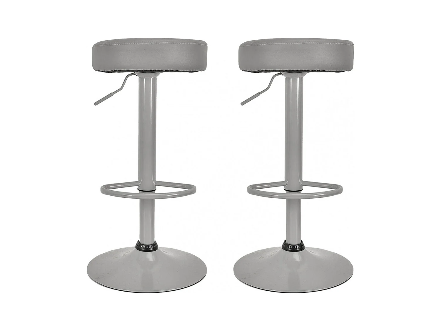 SMIDO - Lot de 2 Tabourets Réglables Simili Gris