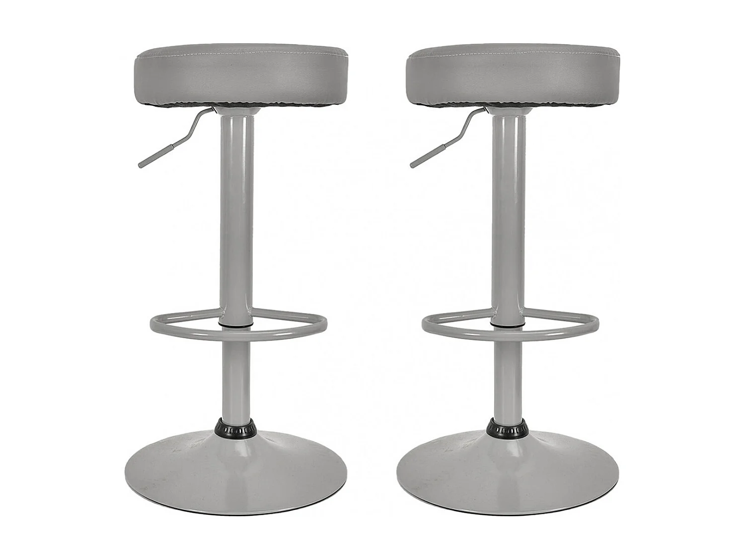 SMIDO - Lot de 2 Tabourets Réglables Simili Gris