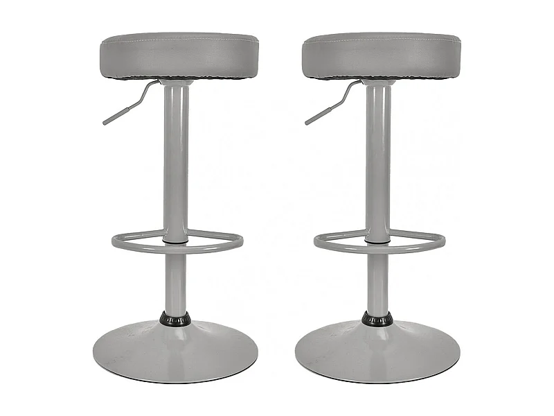 SMIDO - Lot de 2 Tabourets Réglables Simili Gris