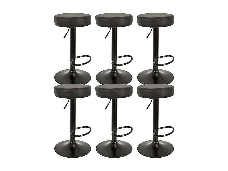 SMIDO - Lot de 6 Tabourets Réglables Simili Noir