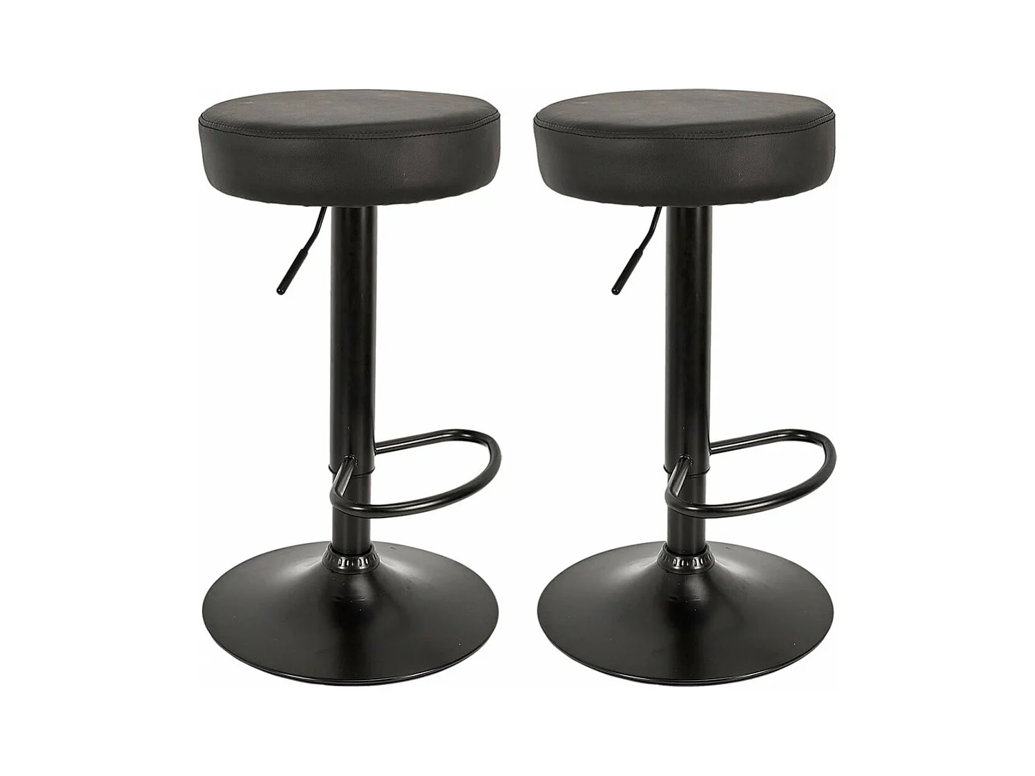 SMIDO - Lot de 2 Tabourets Réglables Simili Noir